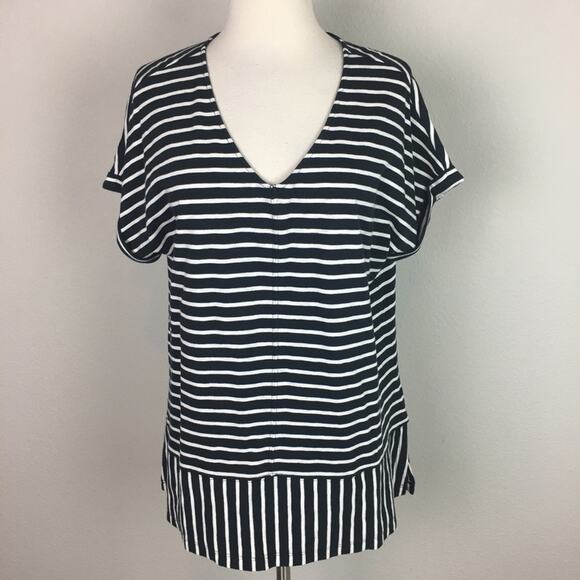Soft Surroundings Black & White Stripe Short Sleeve Tee Medium - Picture 2 of 7